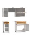 Cucina monoblocco Nina 180 cm bianco e rovere senza elettrodomestici