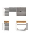 Cucina monoblocco Nina 180 cm bianco e rovere senza elettrodomestici