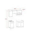 Cucina monoblocco Nina 180 cm bianco e rovere senza elettrodomestici