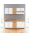 Cucina monoblocco 200 cm Erika bianco e rovere con lavello e pensili