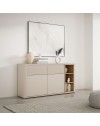 Madia Origin Core 2 ante 2 cassetti con vani a giorno 160 cm cashmere e dettaglio rovere