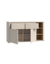 Madia Origin Core 2 ante 2 cassetti con vani a giorno 160 cm cashmere e dettaglio rovere