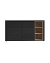 Madia Origin Core 2 ante 2 cassetti con vani a giorno 160 cm nero e dettaglio rovere
