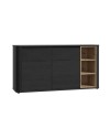 Madia Origin Core 2 ante 2 cassetti con vani a giorno 160 cm nero e dettaglio rovere