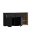 Madia Origin Core 2 ante 2 cassetti con vani a giorno 160 cm nero e dettaglio rovere