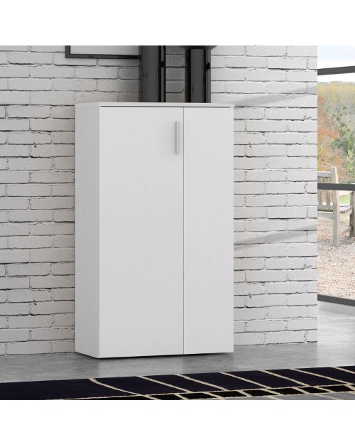 Mobile multiuso scarpiera 2 ante con 5 ripiani colore bianco Lucio 69x34x120H