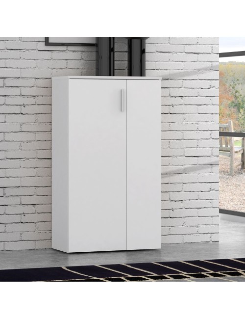 Mobile multiuso scarpiera 2 ante con 5 ripiani colore bianco Lucio 69x34x120H