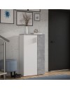 Mobile multiuso scarpiera 2 ante con 5 ripiani colore bianco e cemento Lucio 69x34x120H