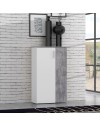 Mobile multiuso scarpiera 2 ante con 5 ripiani colore bianco e cemento Lucio 69x34x120H