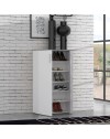 Mobile multiuso scarpiera 2 ante con 5 ripiani colore bianco e cemento Lucio 69x34x120H