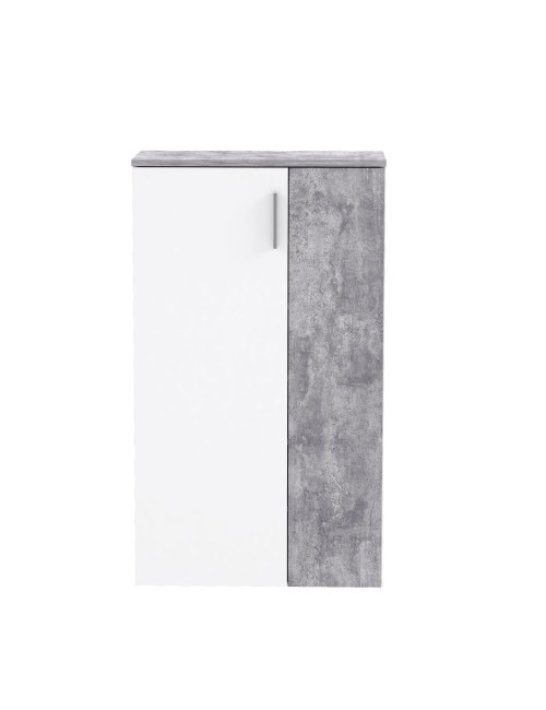 Mobile multiuso scarpiera 2 ante con 5 ripiani colore bianco e cemento Lucio 69x34x120H
