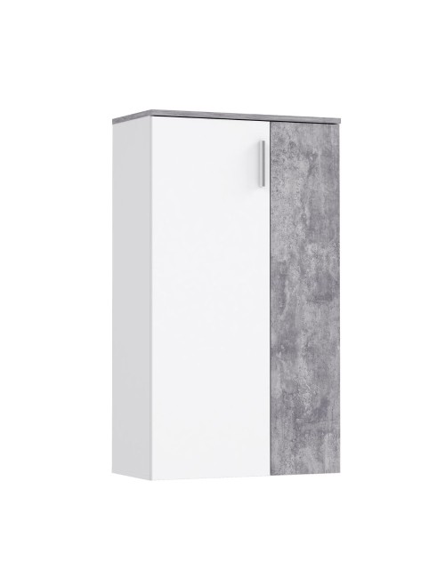 Mobile multiuso scarpiera 2 ante con 5 ripiani colore bianco e cemento Lucio 69x34x120H