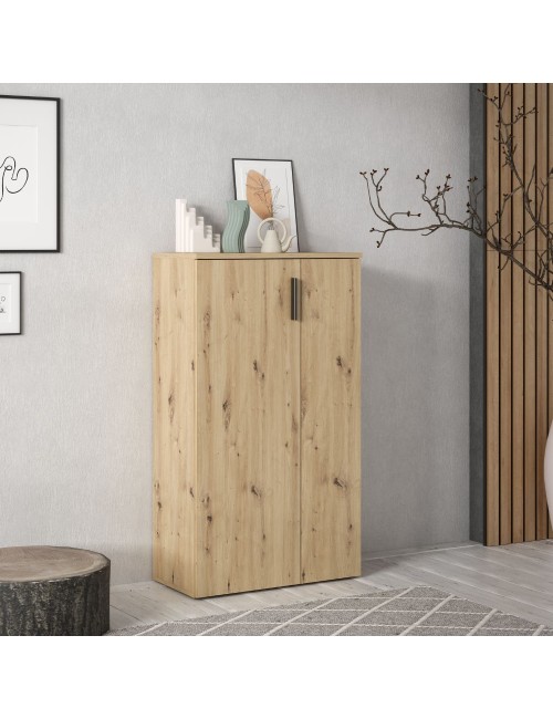 Mobile multiuso scarpiera 2 ante con 5 ripiani colore rovere Lucio 69x34x120H