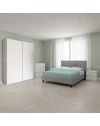 Camera da letto Rango con Armadio Scorrevole Bianco Opaco e Letto Matrimoniale Snello Grigio Chiaro