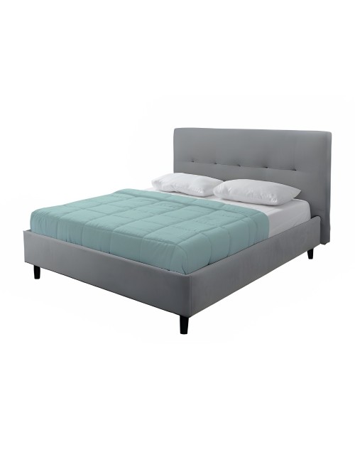 Camera da letto Rango con Armadio Scorrevole Bianco Opaco e Letto Matrimoniale Snello Grigio Chiaro