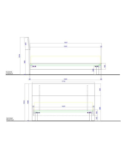 Camera da letto Corinna con armadio 6 ante battenti e letto matrimoniale in legno colore olmo
