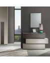 Camera da letto completa Kendra con armadio 6 ante battenti e letto contenitore imbottito tortora noce