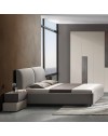 Camera da letto completa Kendra con armadio 6 ante battenti e letto contenitore imbottito tortora noce