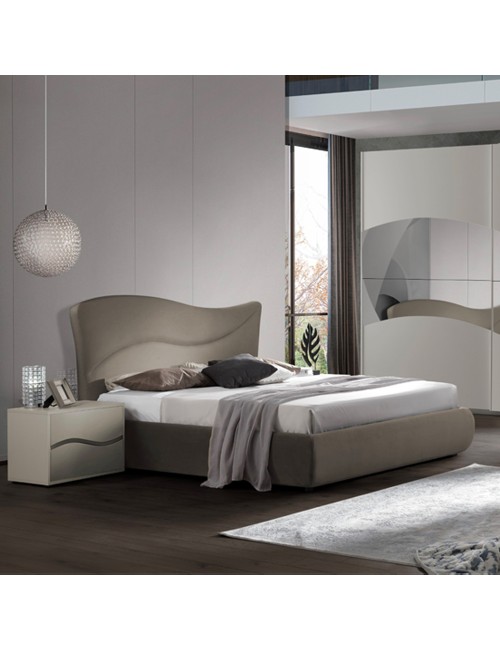 Camera da Letto matrimoniale Soave grigio con Letto contenitore e armadio 2 ante scorrevoli