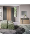 Camera da letto Faba armadio 4 ante noce e grigio e letto contenitore in legno noce