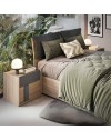 Camera da letto Faba armadio 4 ante noce e grigio e letto contenitore in legno noce