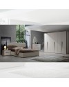 Camera da letto con letto contenitore Soleil colore cashmere e olmo biscotto