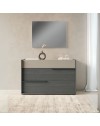 Camera da letto Tania grigio e talco armadio scorrevole con specchi e letto contenitore in legno