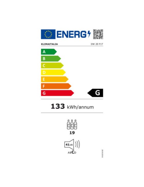 Cantinetta ventilata da incasso 18 bottiglie di vino DW20F1T colore nero