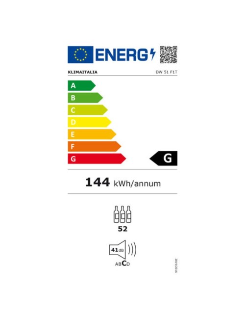 Cantinetta ventilata da incasso 52 bottiglie di vino DW51F1T colore nero