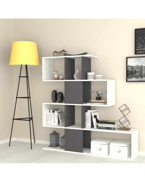 Libreria bifacciale Aktif 145x145x29 cm. colore bianco ghisa
