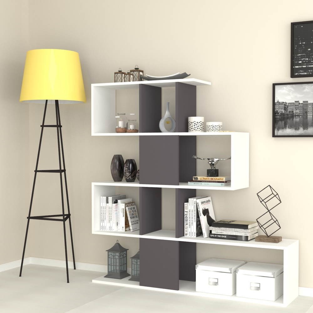 Libreria bifacciale Aktif 145x145x29 cm. colore bianco ghisa
