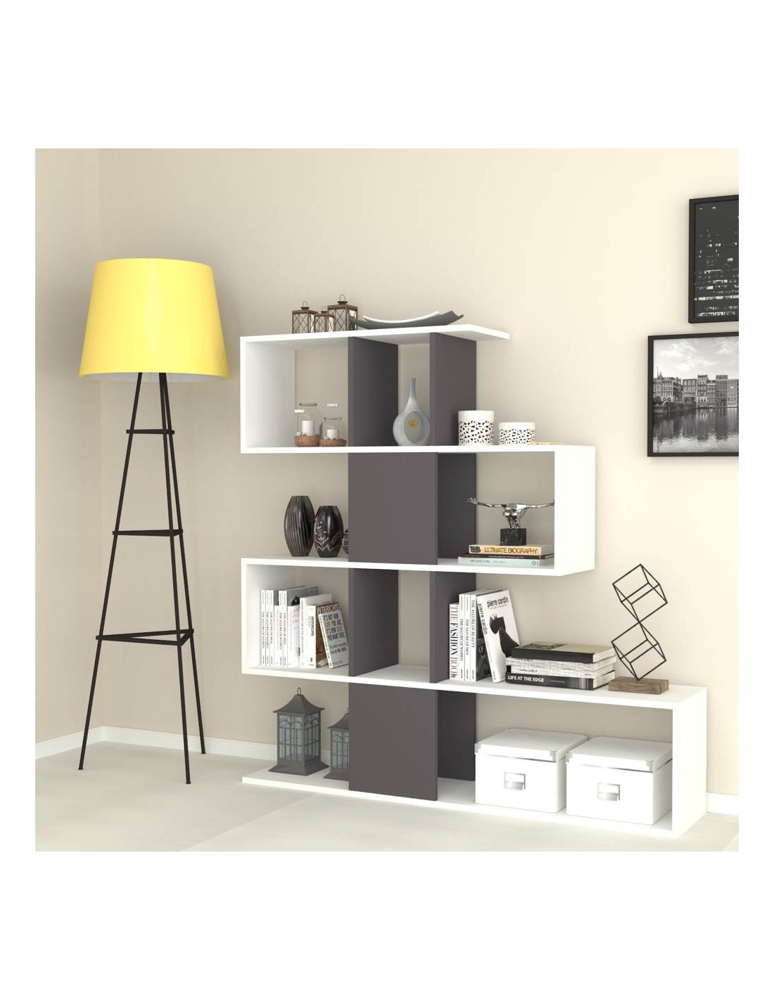 Libreria bifacciale 145x145x29 cm. Aktif bianco ghisa