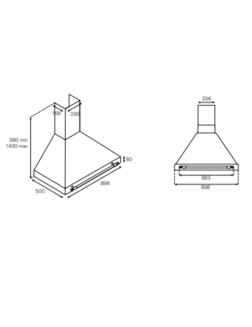 Cappa parete Bertazzoni K90HERCRA 90 cm inox e scocca crema classe A