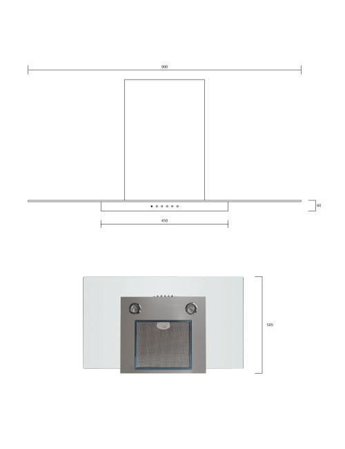 Barriviera Cappa Diamante 90 cm. in vetro 3 livelli di velocità classe C