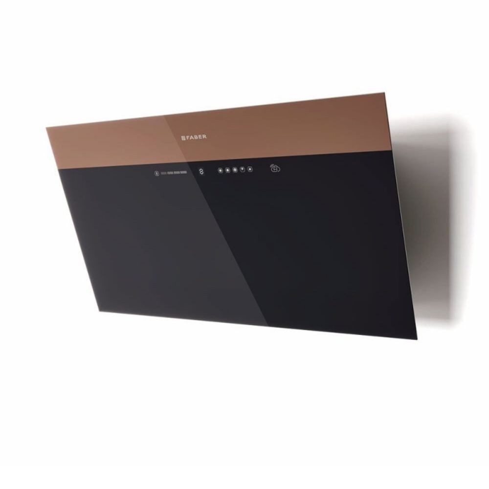 Cappa parete Faber V-AIR KL A80/2 80 cm vetro nero e rame corten classe A+