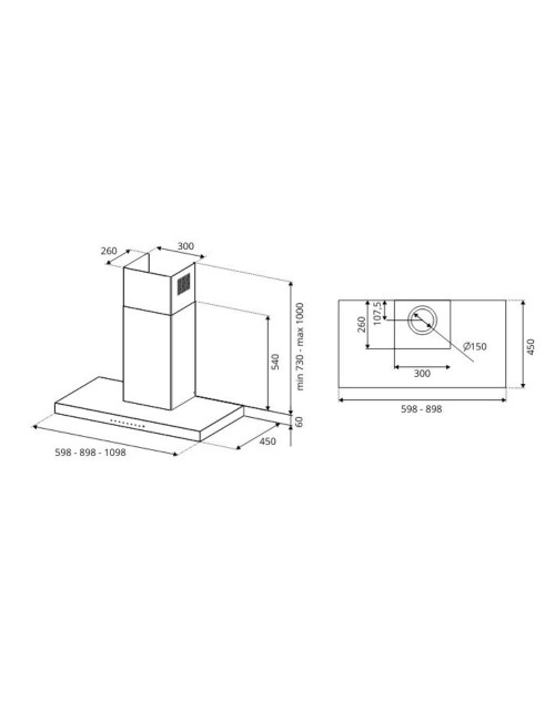 Cappa da parete Bertazzoni KT90P1XV 90 cm 1 motore 3 velocità inox classe B