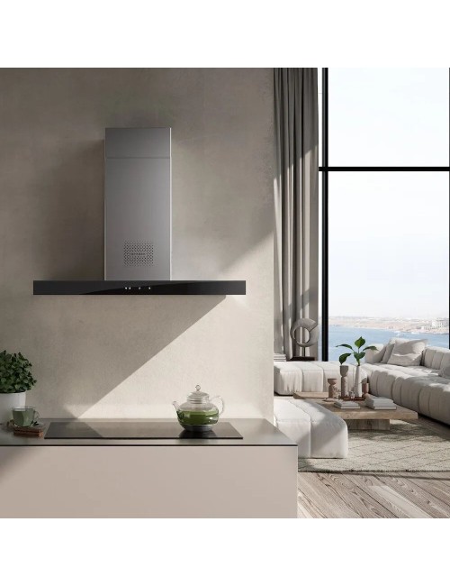 Cappa aspirante a parete Faber Air Hub Stilo Glass Comfort 90 cm classe A+ inox e vetro nero