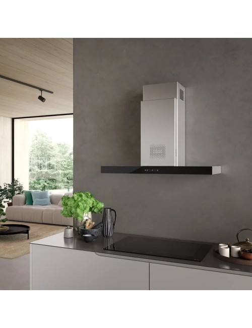 Cappa aspirante a parete Faber Air Hub Stilo Glass Comfort 90 cm classe A+ inox e vetro nero