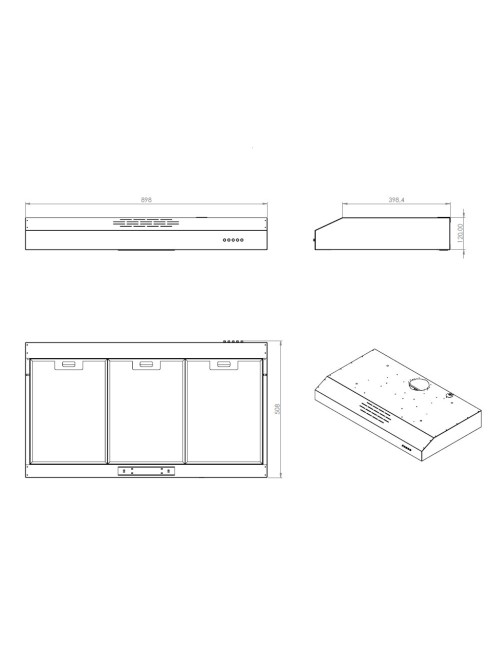 Gruppo cappa sottopensile Tornado9025 inox Samet