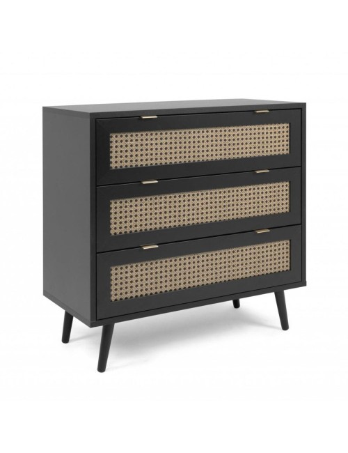 Cassettiera 3 Cassetti con Frontali Vimini Vienna03A Colore Nero