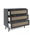 Cassettiera 3 cassetti con frontali vimini Vienna03A colore nero