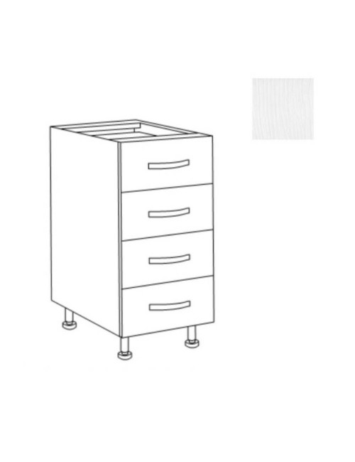 Cassettiera cucina 4 cassetti 40x59x82H colore bianco frassinato