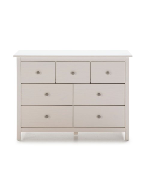 Cassettiera Berna con 4 cassettoni e 3 cassetti in legno massiccio bianco 110x40x80H