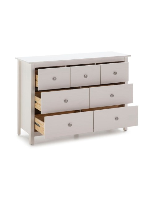Cassettiera Berna con 4 cassettoni e 3 cassetti in legno massiccio bianco 110x40x80H