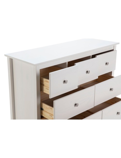 Cassettiera Berna con 4 cassettoni e 3 cassetti in legno massiccio bianco 110x40x80H