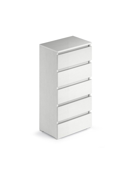 Cassettiera 5 Cassetti 47x40x127h MONTATA Colore Bianco Frassinato