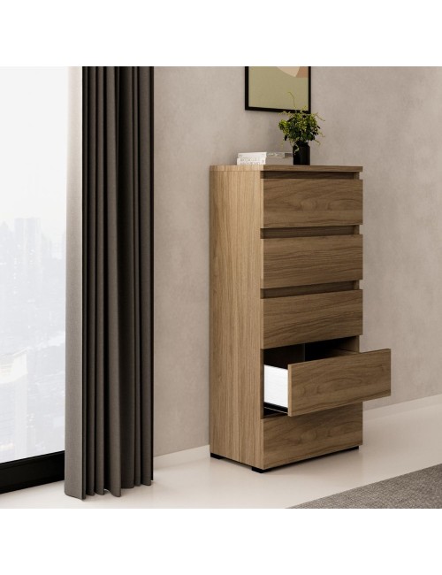 Cassettiera 5 cassetti 47x40x127h MONTATA colore noce naturale