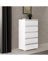 Cassettiera 5 cassetti 75x40x127 MONTATA colore bianco frassinato