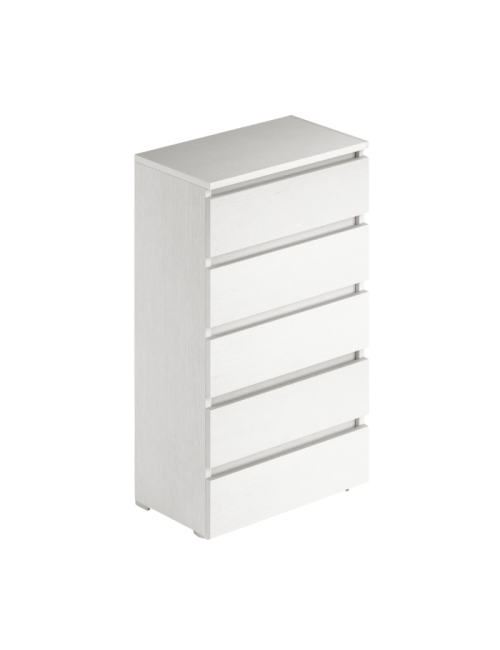 Cassettiera 5 Cassetti 75x40x127 MONTATA Colore Bianco Frassinato