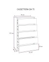 Cassettiera 5 cassetti 75x40x127 MONTATA colore bianco frassinato